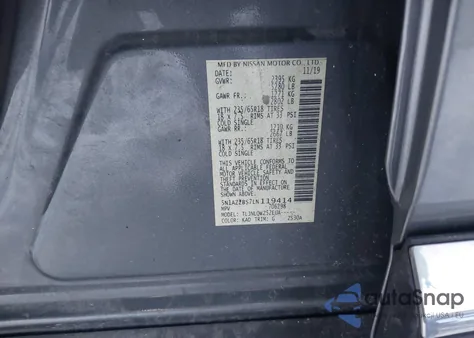 2020 Nissan Murano Sv Intelligent Awd z USA, uszkodzony, nr VIN 5N1AZ2BS7LN119414